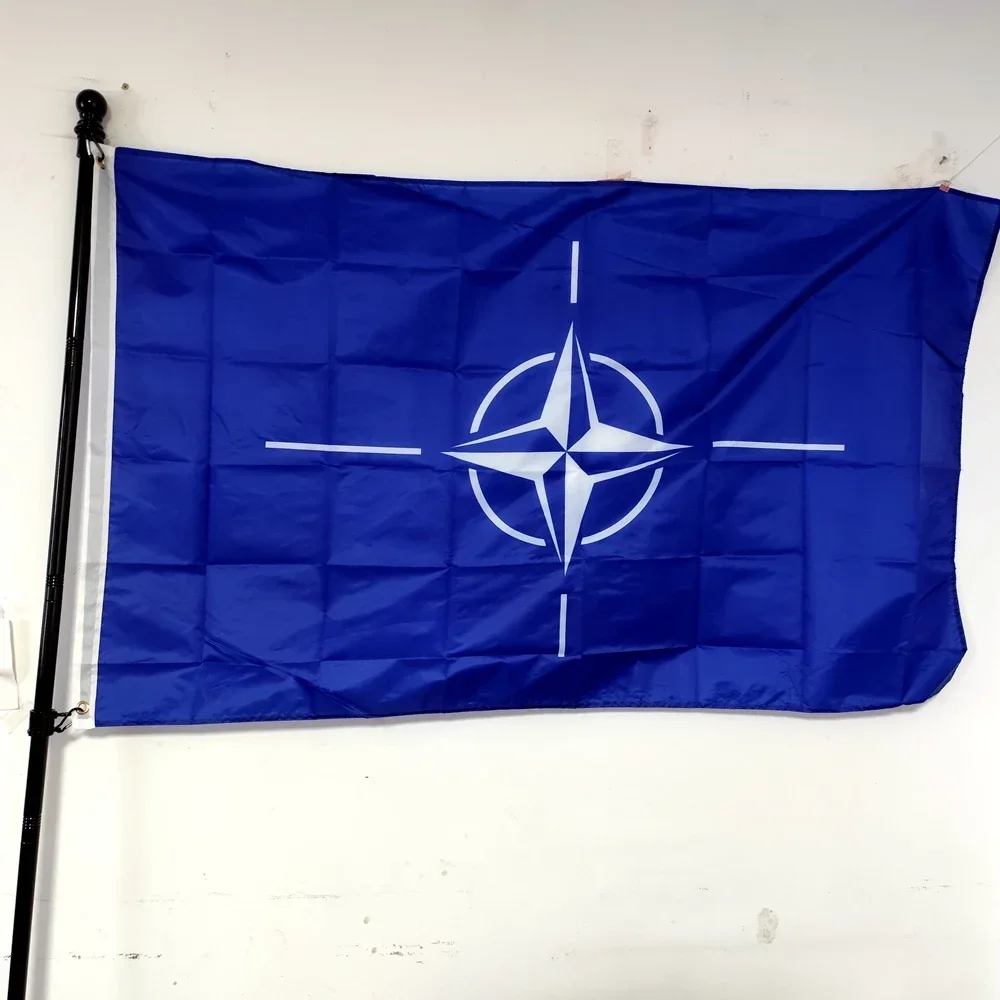 NATO Flag 90x150cm North Atlantic Treaty Organization Polyester Banner, Durable Indoor/Outdoor Decoration, Weather-Resistant