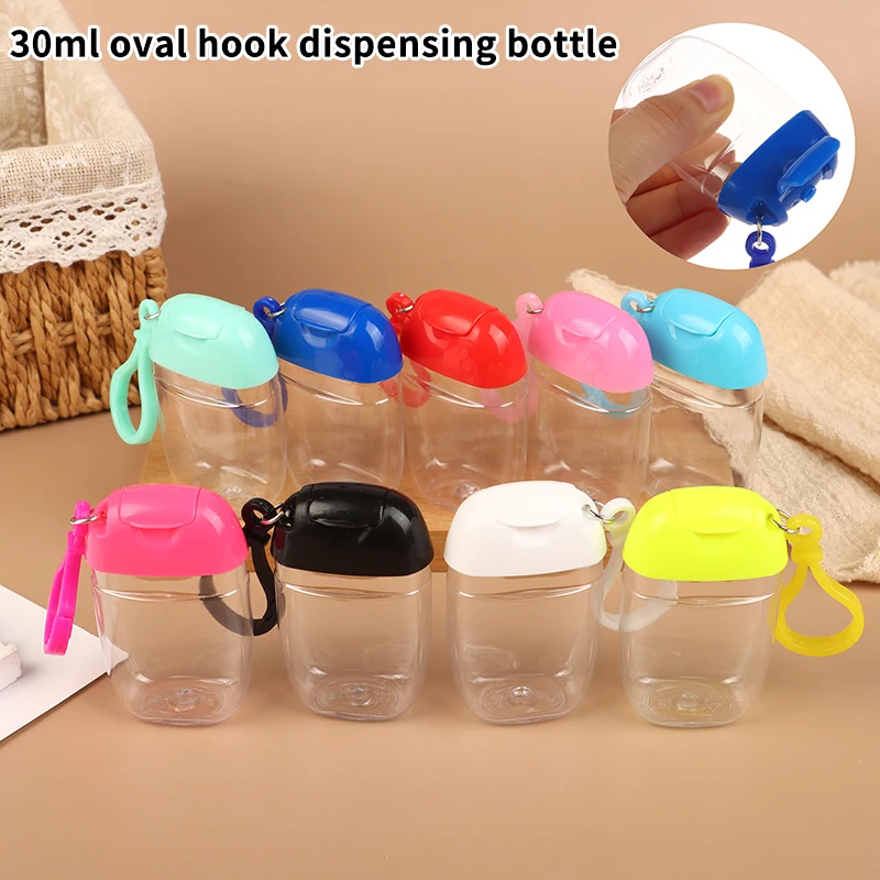 30ML Oval Haken Abgabe Flasche Tragbare Leere Nachfüllbare Flasche Hand Sanitizer Alkohol Kosmetische Mini Seife Spender Container