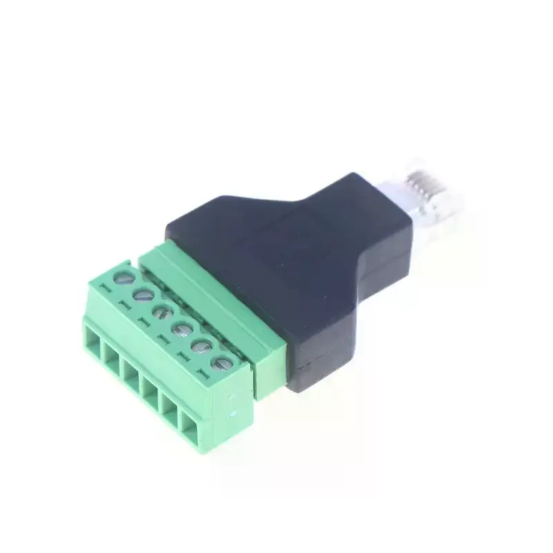 

1pc 6 6P6C Cctv Adapter Connector Ethernet Male Plug Screw Terminal Block Pin With Splitter Rj12