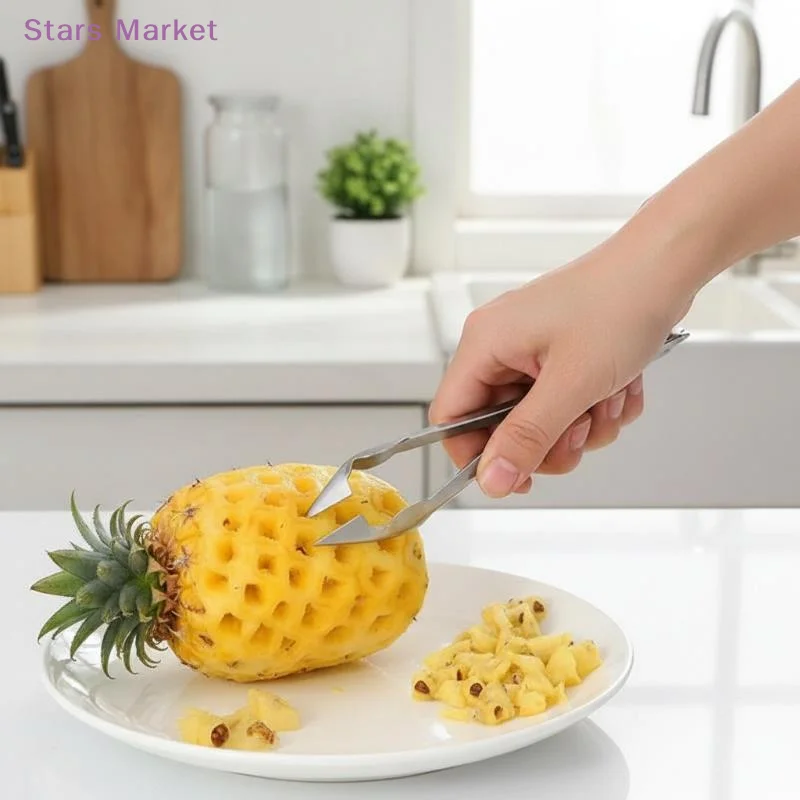 New 1/3/5Pcs Stainless Steel Pineapple Eye Remover Clip Sharp Tip Non Slip Handle For Fruit Peeling Slicing Wooden Trough Tool