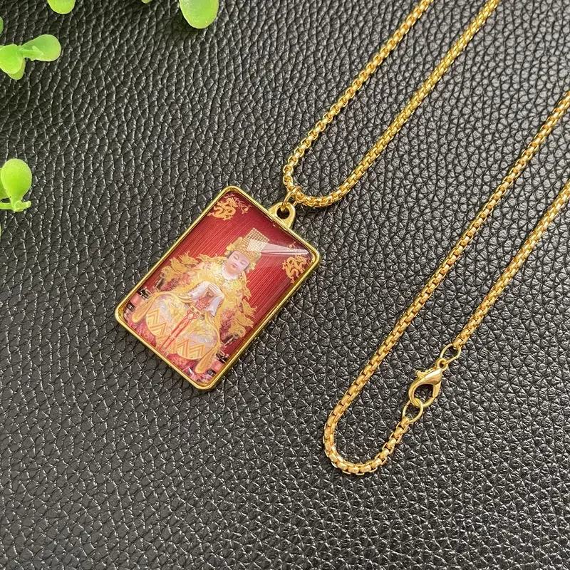 Goddess Matsu of the Sea Mazu Double-Sided Necklace Gold Pendant Men's and Women's Queen Mother Customized Exquisite All-Match