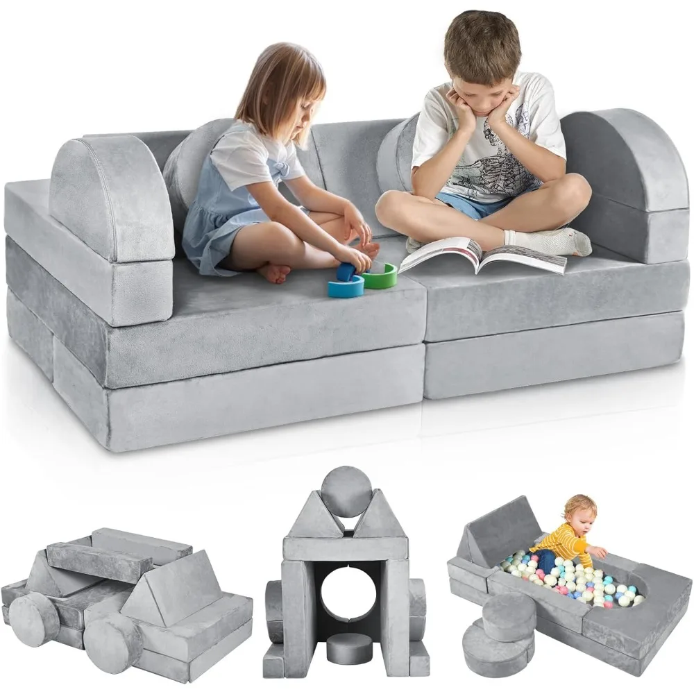 

Kids Couch Sofa, 2024 Newest 16 PCS Modular Kids Play Couch 500+DIY Creative Toddler Couch, Freely Removable Classroom Kids Room