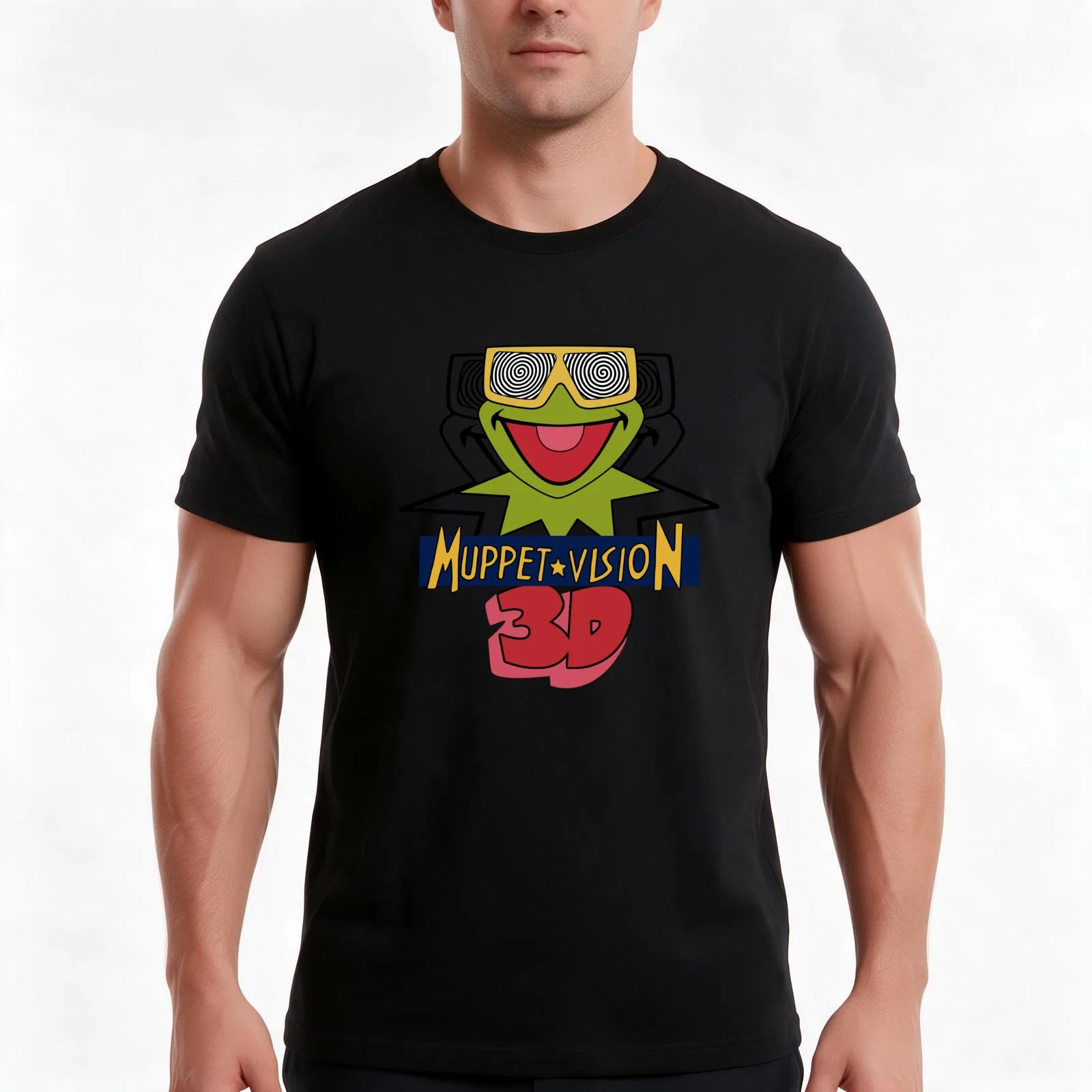 Kermit Muppet Vision 3D T-Shirt, Summer Casual Cotton Tee, Oversized Streetwear Tops, Vintage Graphic Print, Unisex Men Women