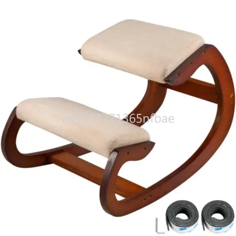 

Improving posture, computer chair rocking wooden knees, ergonomic kneeling chair with thick padding, home office chair