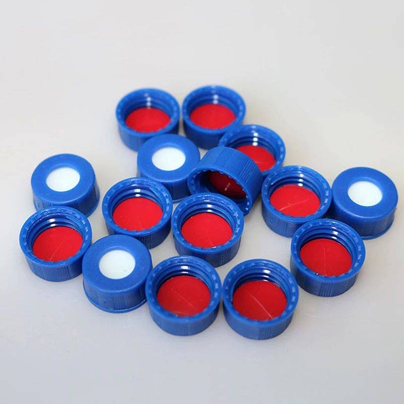 Hot Sale Blue Open-topped Polypropylene Cap Plastic Septa 9 Mm For Chromatography Vial 2 Ml Replacement Agilent