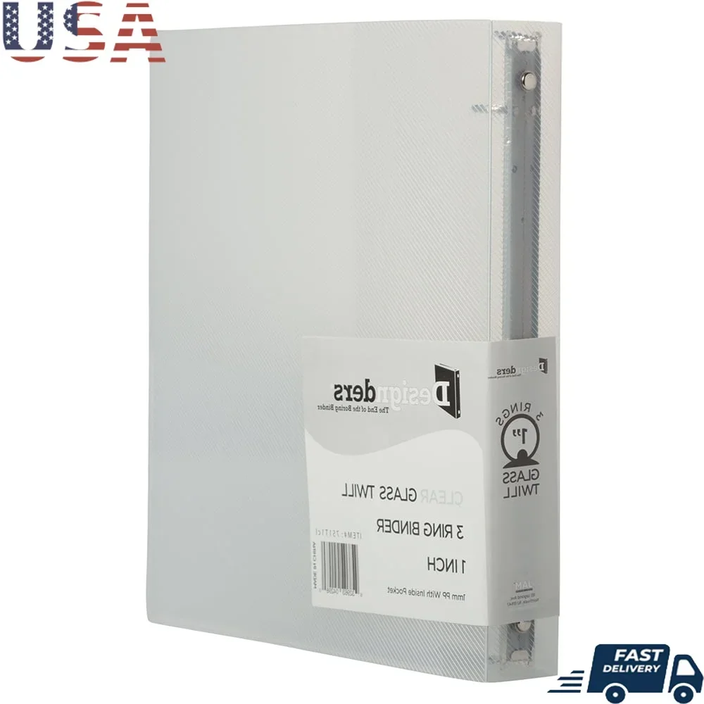 

Clear 3 Metal Ring Binder 1 Inch Durable Eco-Friendly Organizer School Office Home Notes Essays Recipes 1 Pack