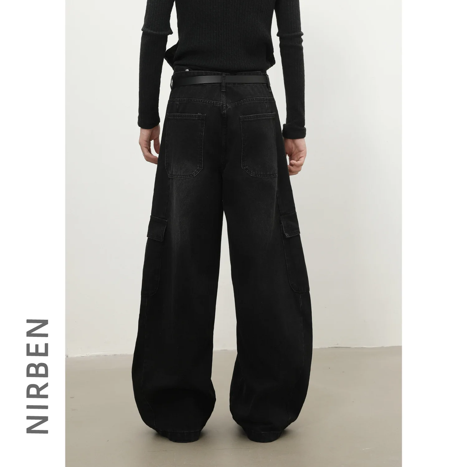 Denim American Retro Deconstruction Tooling Jeans Men's Loose Wide-leg Baggy Pants