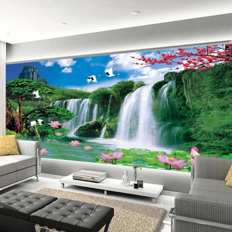 Customized Mural Wallpaper 3D Waterfalls Nature Landscape Study Chinese Living room sofa TV background wall bedroom restaurant