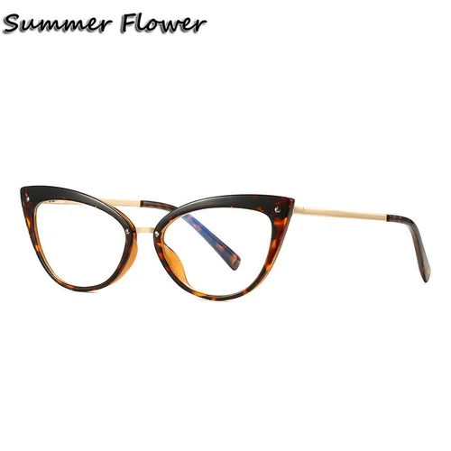 Imagen 2 del producto Gafas ópticas TR90 con forma de ojo de gato para mujer, Gafas ultraligeras con bisagra de resorte, lentes graduadas para mujer, Gafas de moda