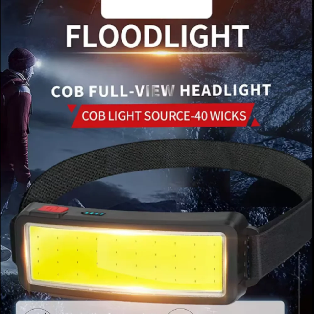 COB Head Front Light Waterproof for Fishing Hiking Running Wide Beam 800mah rechargeable usb Led Headlight Headlamp Flashlight