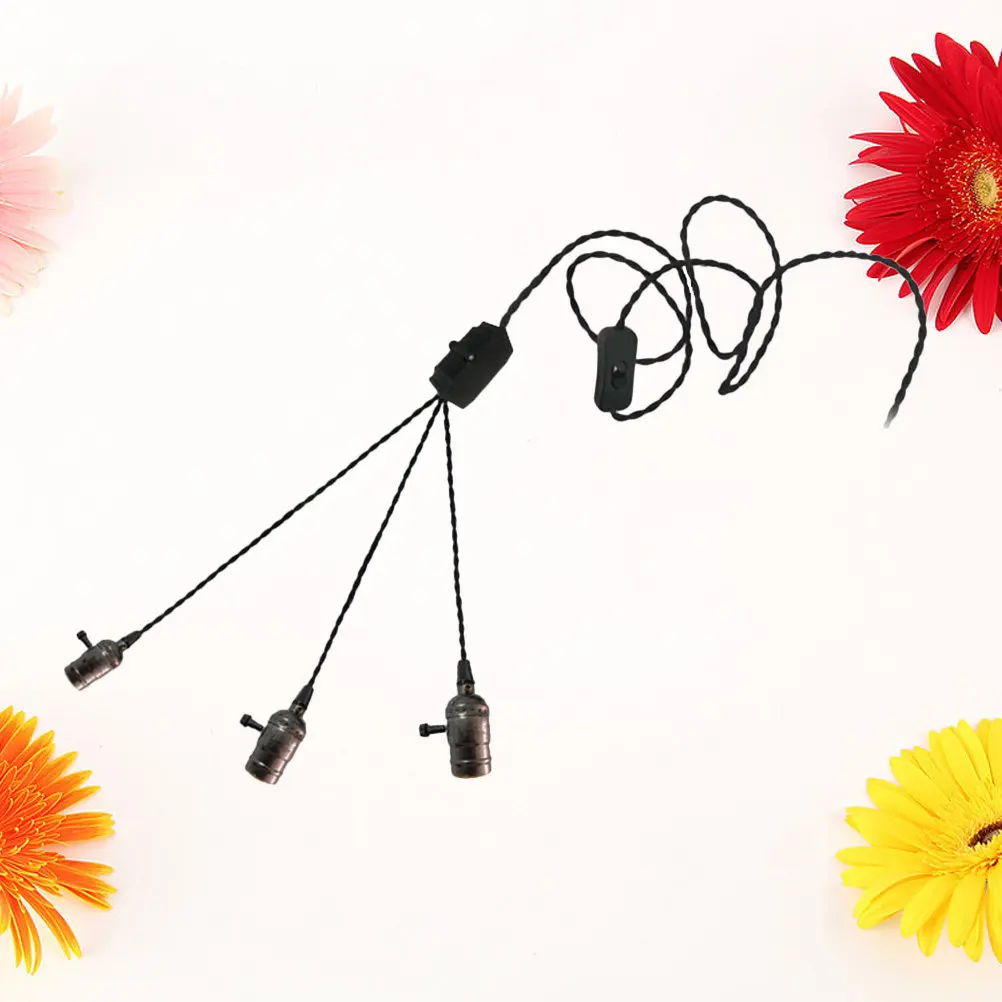 Retro Industrial Ceiling Lamp Wrought Iron Rope Hanging Pendant Light Victoria 3-Bulb Socket for Restaurant Cafe