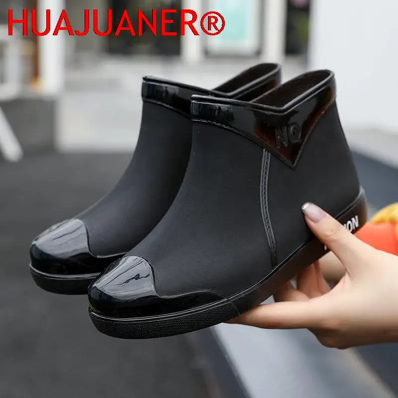 Sapatos femininos 2025 moda antiderrapante botas de chuva tubo botas de chuva para mulheres à prova dwaterproof água sapatos de água de trabalho botas de caza espanolas