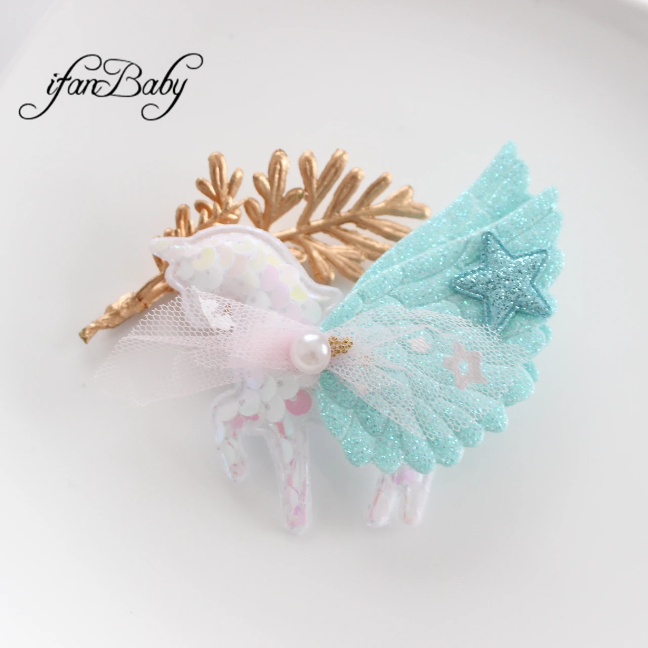 New Fashion Unicorn Wings Sequined Hair Clips Children Girls Hair Accessories 1 PCS