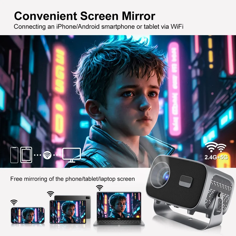 A10 projector home high definition 4K family party Android 13 portable projector small mini