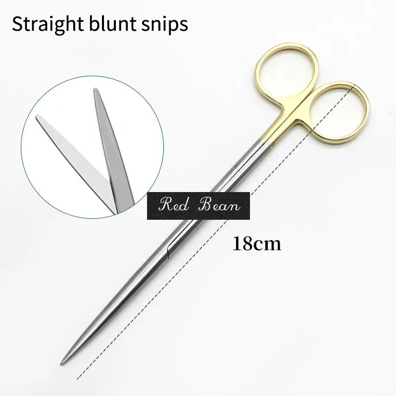 Gold Handle Blunt Tissue Scissors, Peel Skin Scissors, Nose Peel, Ferramentas de cirurgia nasal serrilhada de cabeça redonda