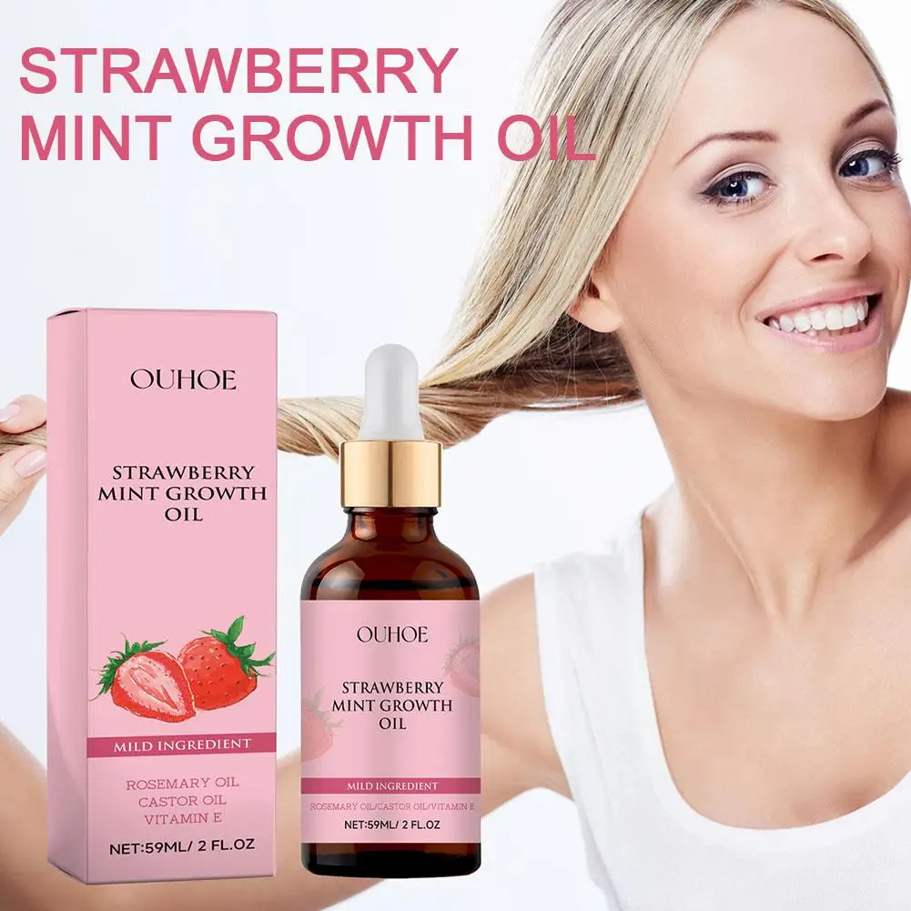 Minyak esensial penumbuh rambut stroberi, minyak Perawatan Rambut Serum untuk mengencangkan rambut, memberi nutrisi berakhir 59ml X7x8