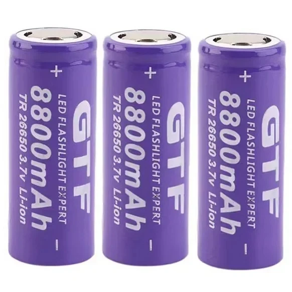 GTF - بطارية ليثيوم أيون قابلة لإعادة الشحن لمصباح LED، بطارية، 26650 3.7 فولت 8800 مللي أمبير. #6