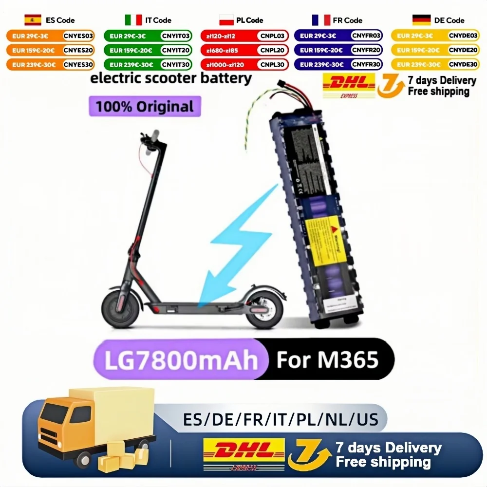 Batteria agli ioni di litio 36V 7.8Ah 60km adatta per pacco batteria scooter MiJia M365, scooter