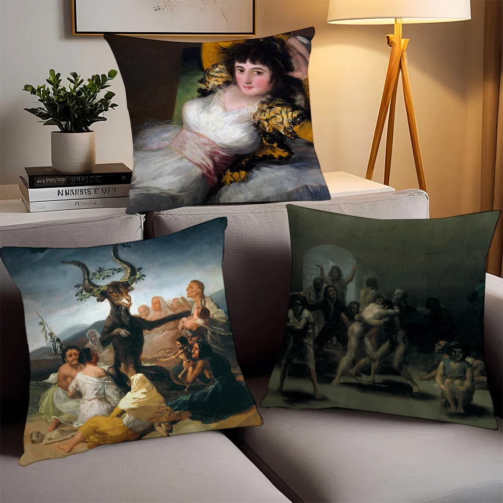 Francisco Goya Famous Painting Pillow Case Office Cushions Suitable For Sofa Car Bedroom Decorative Cushion Cover