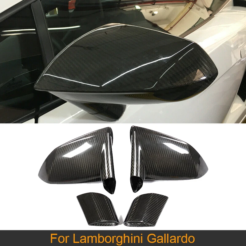 2PCS Dry Carbon Fiber Side Mirror Cover Cap Fit For Lamborghini Gallardo LP570 2008 - 2014 Replaced Mirror Covers