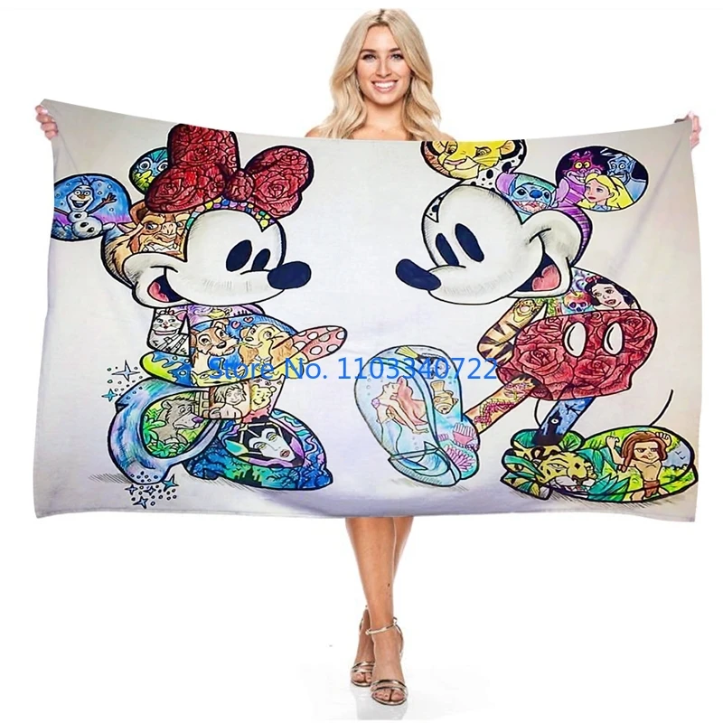 

Anime Mickey Minnie Mouse 3d Print Beach Towel Beach Mat Sand Fast Drying Bathroom Bath Towel Throws Kids Gift 75x150cm