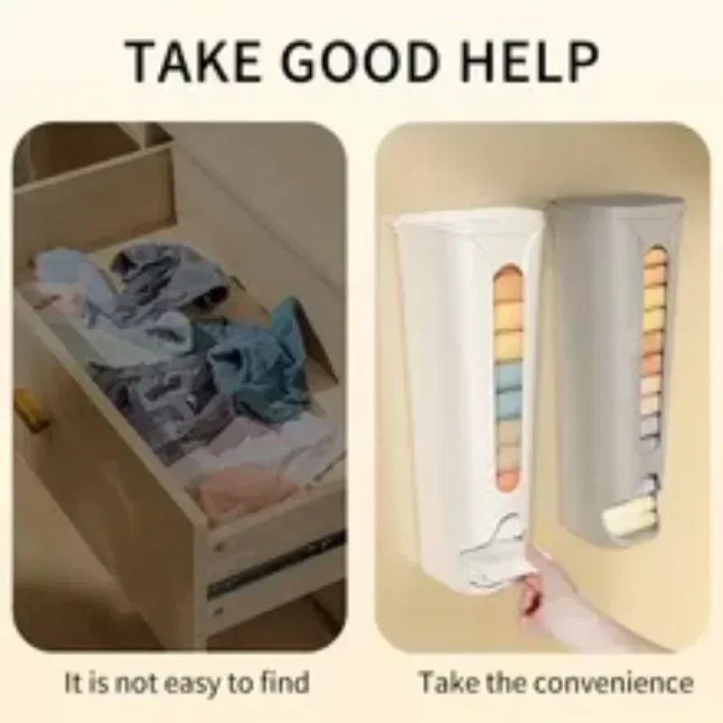 Home Wall-Mounted Underwear Storage Box Closet Socks Underwear Panties Self Adhesive Garbage Bag Dispenser Storage Box Organizer