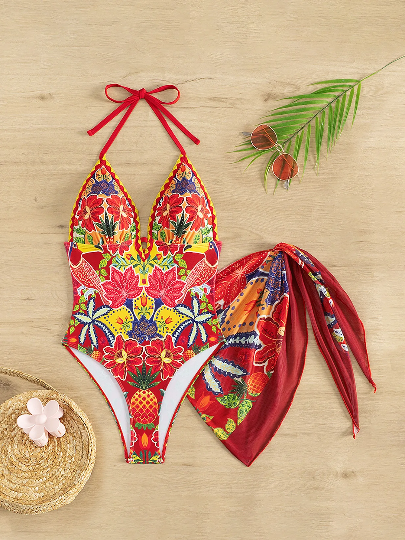 ワンピース水着 レディース 2026 新作 プリント スリング プッシュアップ ボディスーツ セクシー水着 カバーアップ モノキニ 夏 ビーチ 水着 女性用