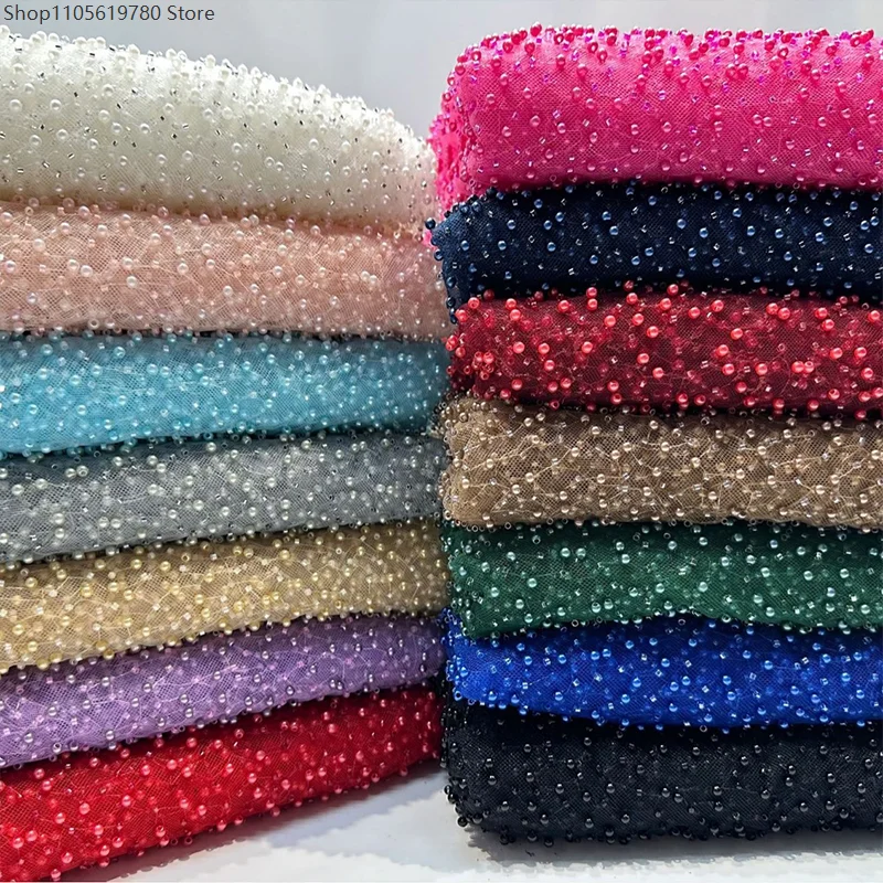 Glitzer-Tüll Netzstoff Perlen-Pailletten-Spitze Brautkleidung Handarbeitsbedarf Festliche Dekoration Cosplay-Textil