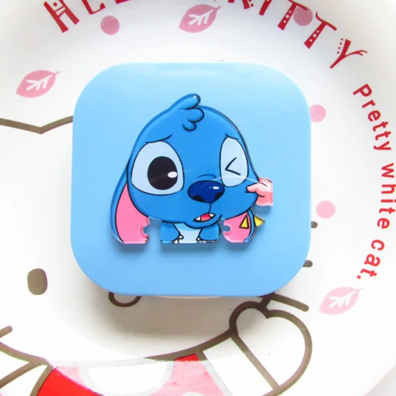 Disney Stitch Contact Lens Case Container Girls Travel Holder Storage Eye Container with Mirror Cartoon Beauty Eye Box Care Box