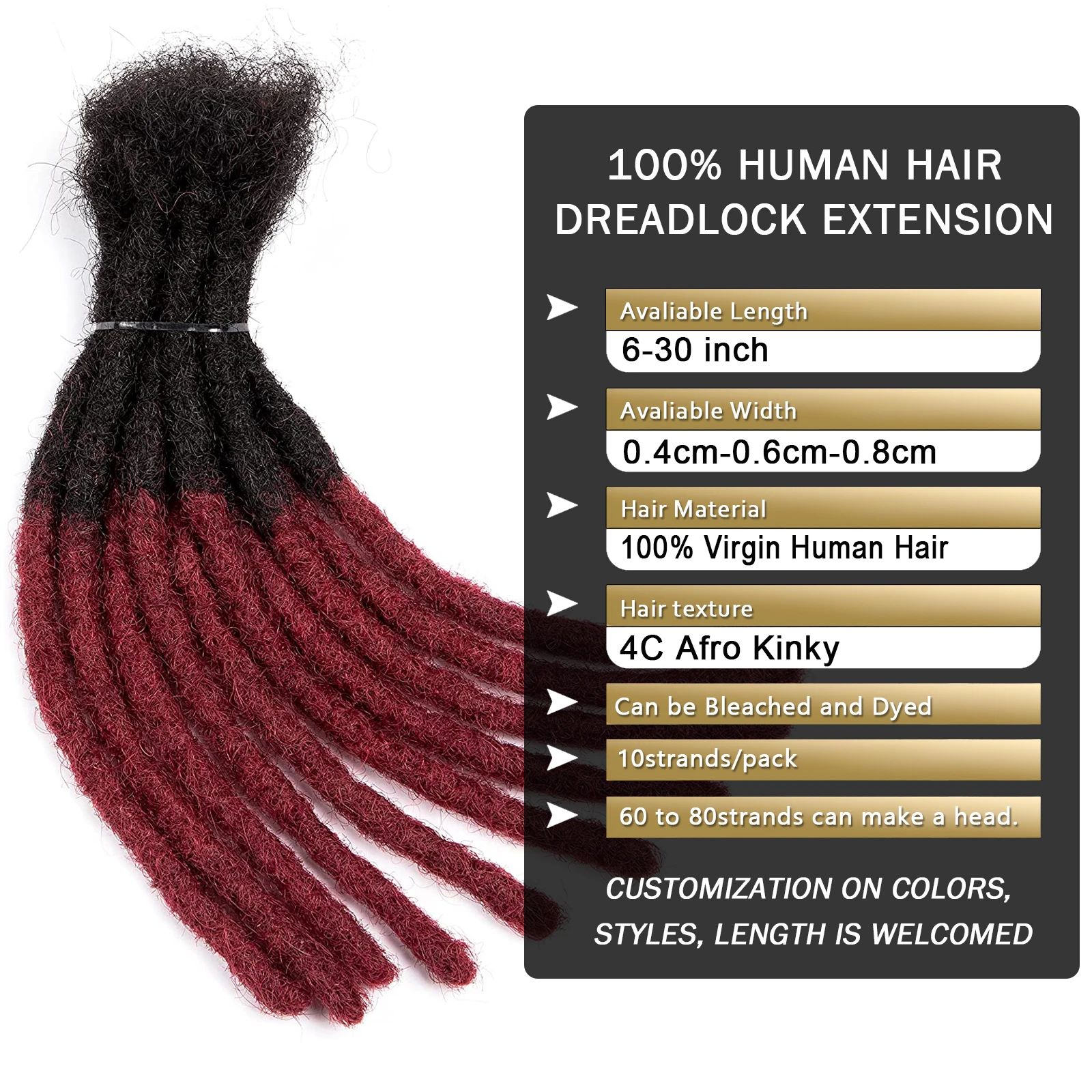 Dreadlocks Extensions For Women Locs Bulk Dread Lock Wholesale Crochet Braid Hair Burgundy Locs Afro Kinky Synthetic Hair 0.8cm