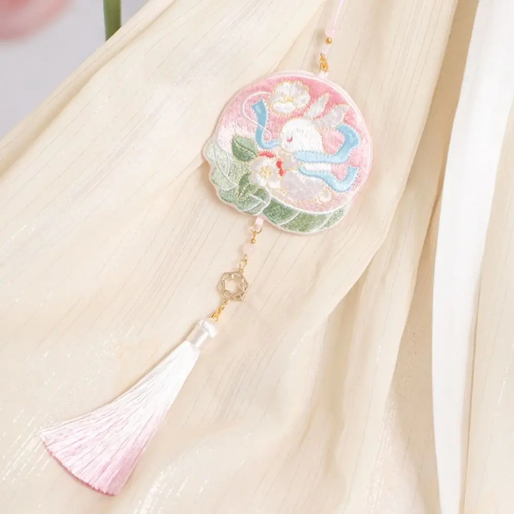 Cartoon Mid-Autumn Festival Sachet Bag Embroidered Chinese Style Blessing Pouch Crafts Portable Sachet Pedant Necklace