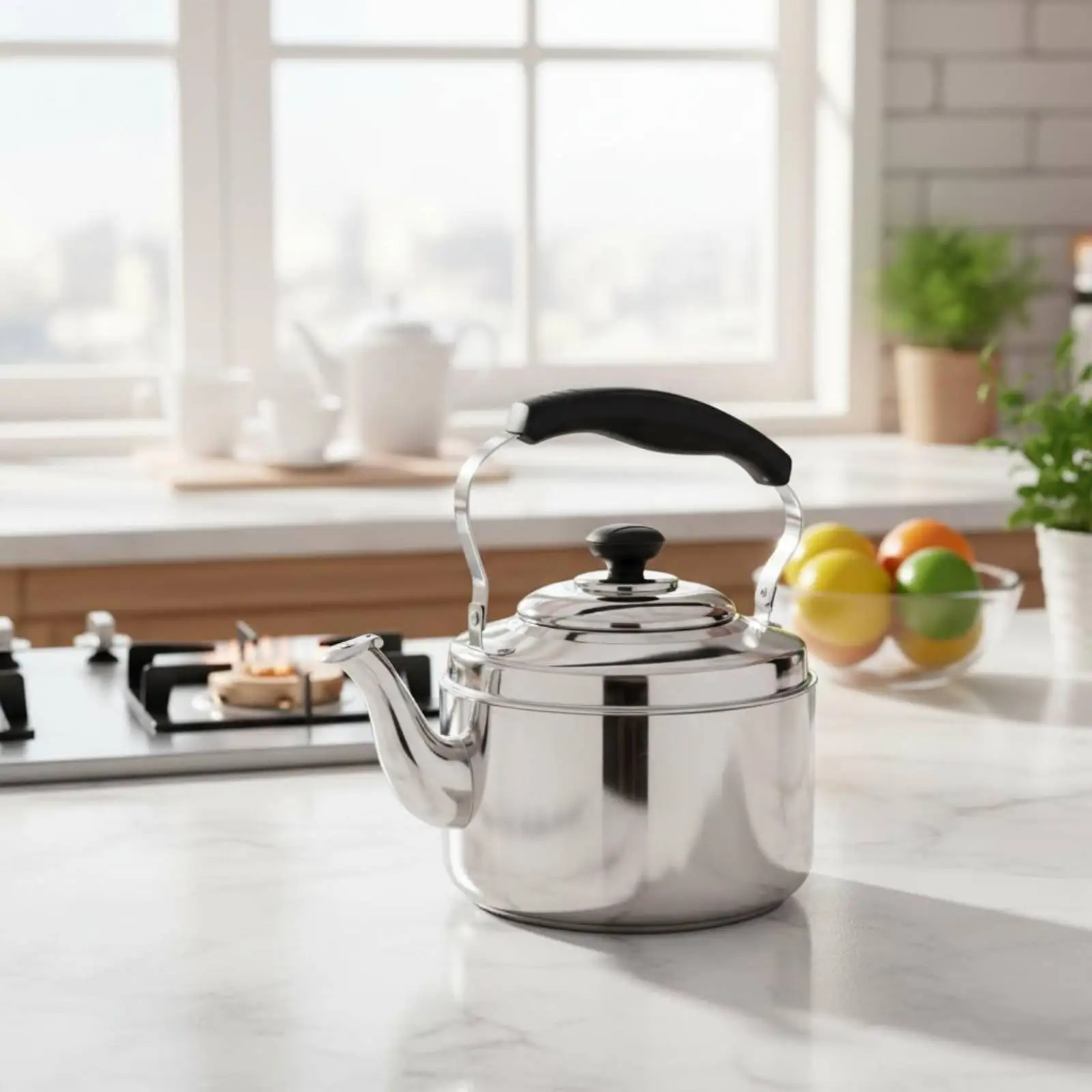 Large Whistling Kettle Stainless Steel for Induction Cooker and Gas Stove 4L to 6.5L Food Grade Teapot Water Boiler with Safe