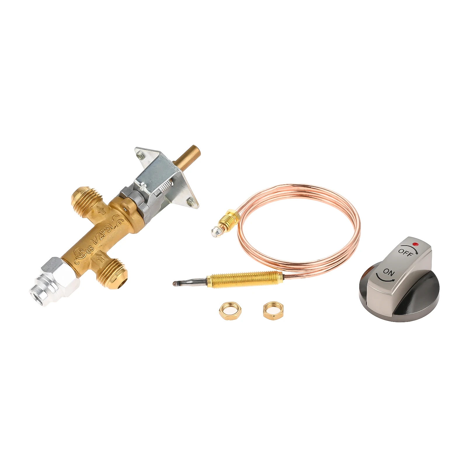 1Pc 1/2 PSI Brass Propane Gas Control Valve Replacement With Zinc Alloy Knob 60cm Thermocouple Fit for Gas BBQ Fire Pit Heater