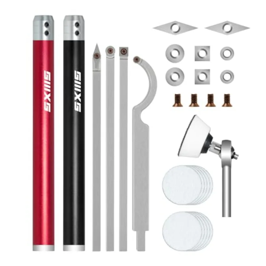 

Carbide Tip Wood Lathe Turning Tool set With Bowl sander Lathe Roughing and Finishing Hollowing Tool Interchangeable Aluminum A