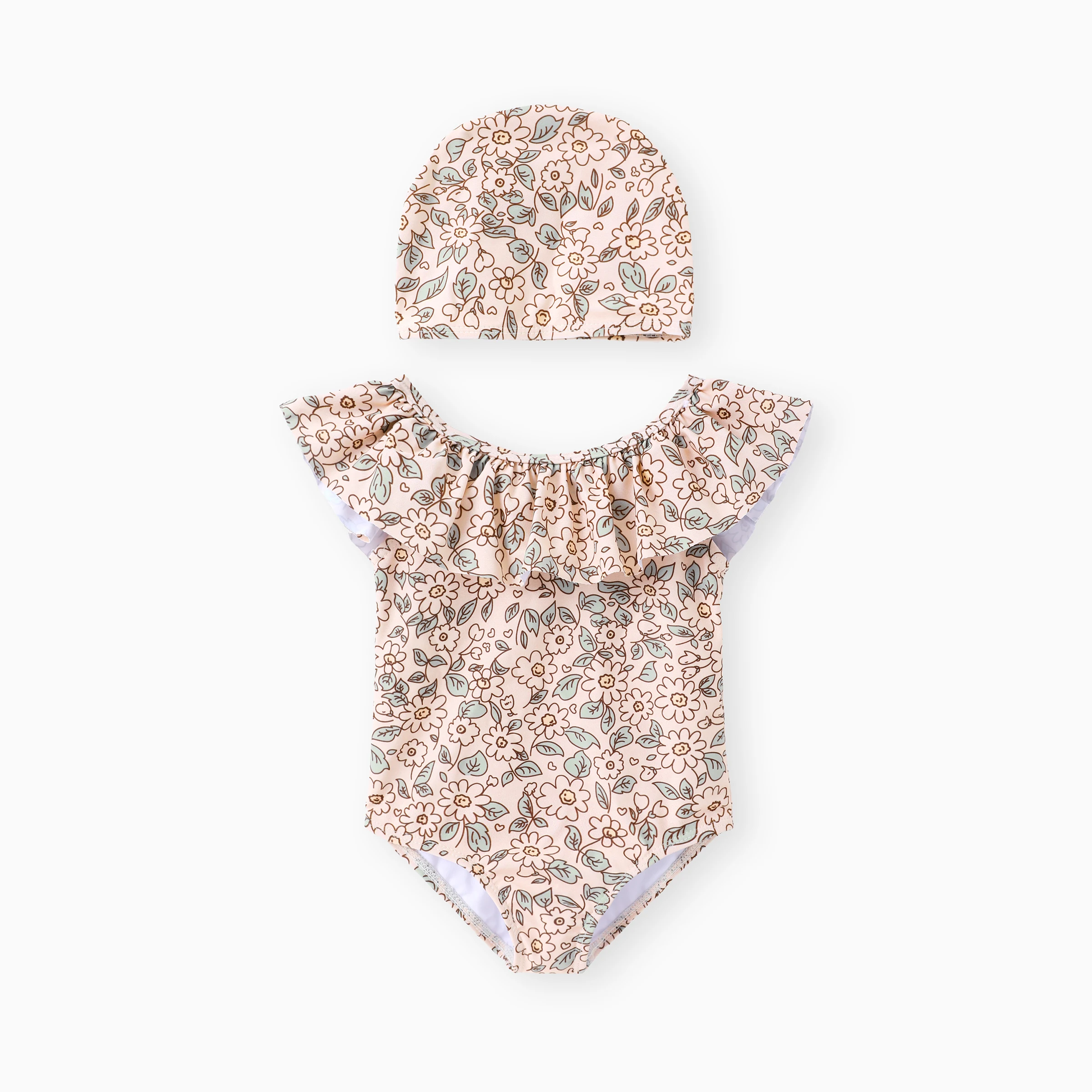 

PatPat 2pcs Baby Girl's Sweet Plants Floral Ruffle Swimwear