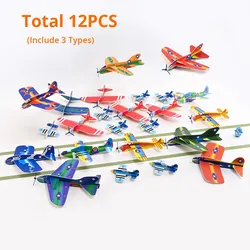 12Pcs Foam Outdoor Hand Thrown Aircraft Gyroplane Aerial Model Throwing Glider Modern Aircraft Fighter