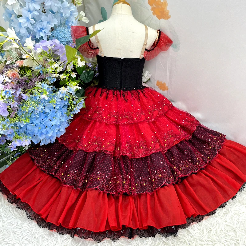 Tutu de Ballet professionnel Kitri Don Quichotte, Costume de ballerine espagnole sur mesure pour spectacles superbes, Tutu romantique