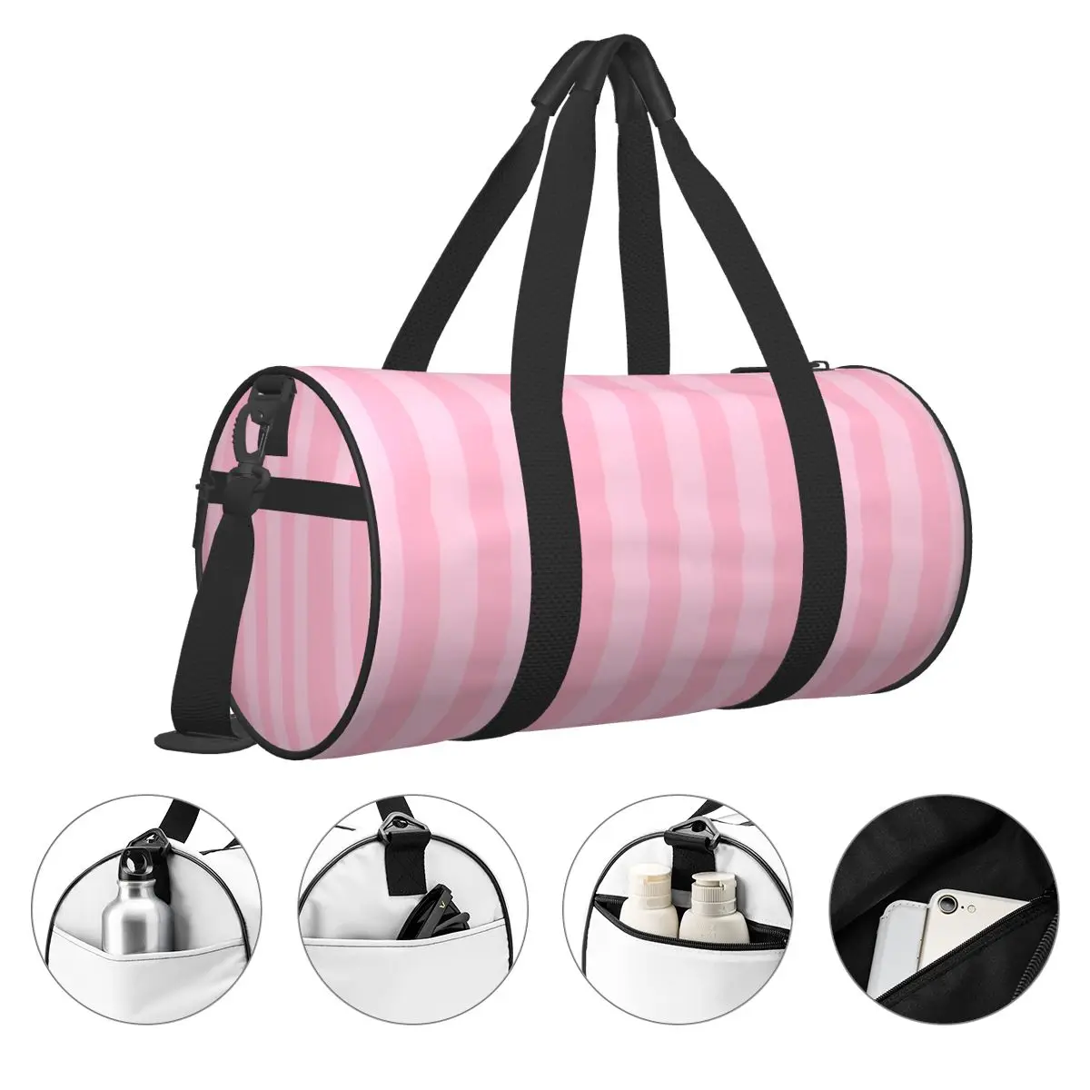 Letras de ilustração rosa Imprimir Travel Bag, Sacos esportivos grandes, impermeáveis, Casal Custom Gym Bag, Casual Novidade Fitness Bag