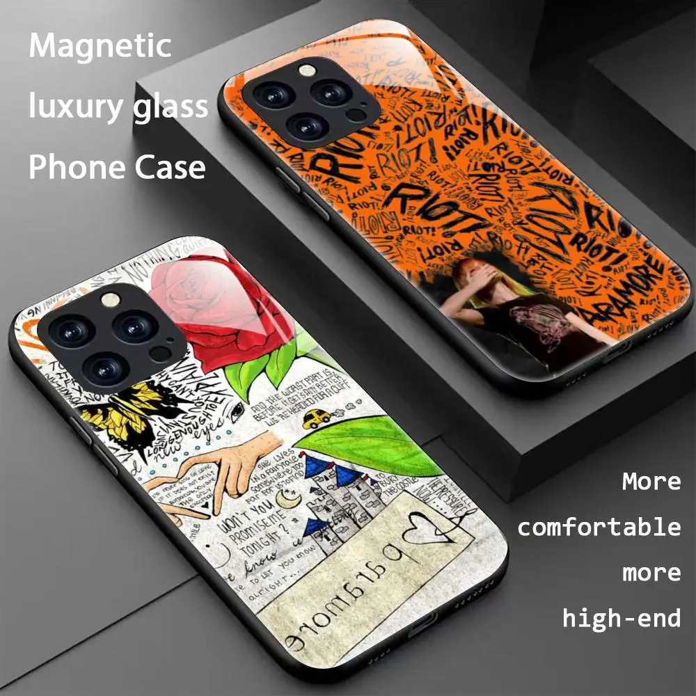 Punk P-Paramore R-RiotES Band Phone Case For iPhone 16 15 14 13 12 11 X XR XS 8 Plus Mini Pro Max Glass Magnetic Phone Case