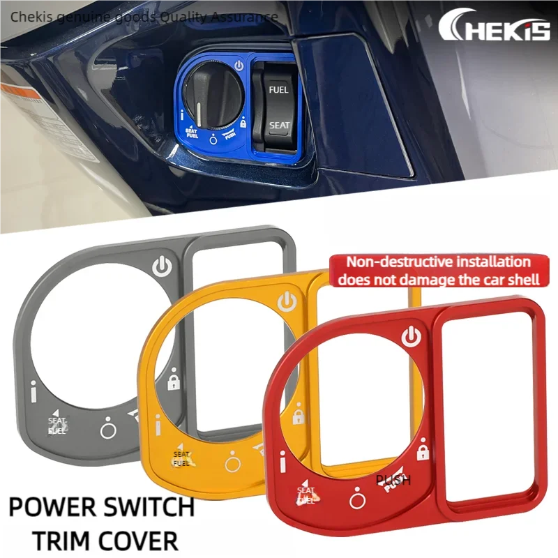 Chekis Genuine Motorcycle Accessories Are Suitable for Honda Cbs Version Pcx125/150 Adv150 Ns125La Rx125 Sdh Ncr Modified Electric Door Lock Decorative Cover Key Switch Protection Sticker Aluminum Alloy Coverage