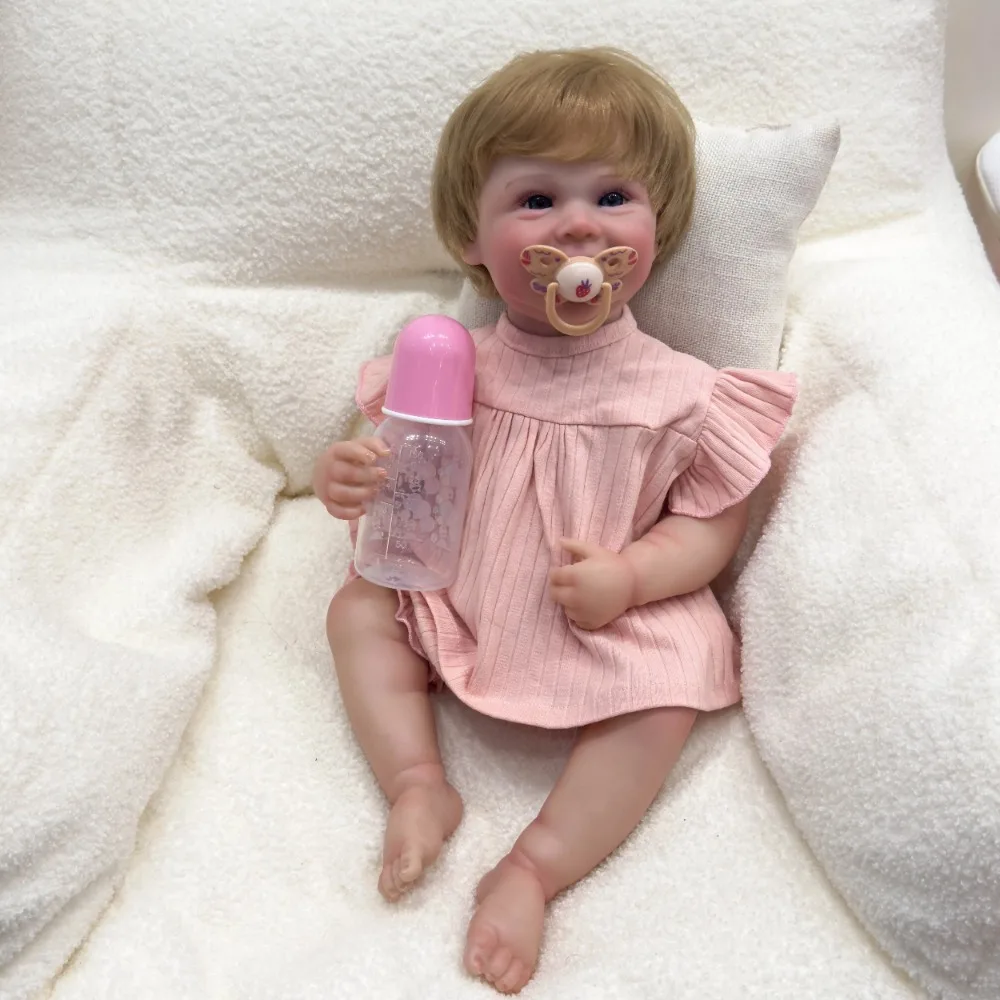 19 pollici Silicone Reborn Baby Doll Smile Girls Harper Awake neonato 3D Painting Skin con vene visibili muecas Bebes Reborn