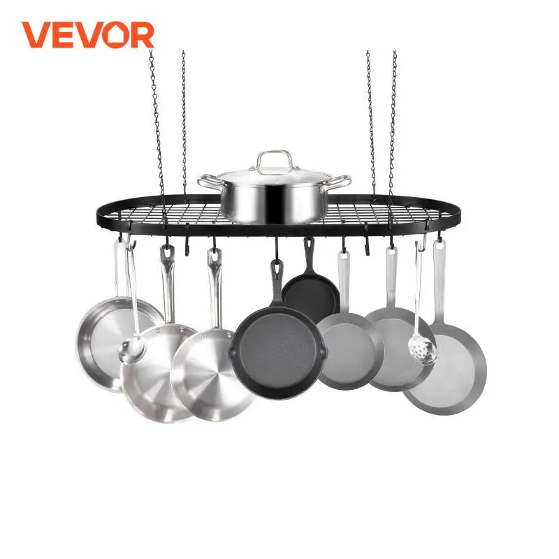 VEVOR 32inch Hanging Pot Rack Ceiling Mount Kitchen Overhead Pots Holder 80lbs Utensils Hanger for Restaurant Kitchen Cookware