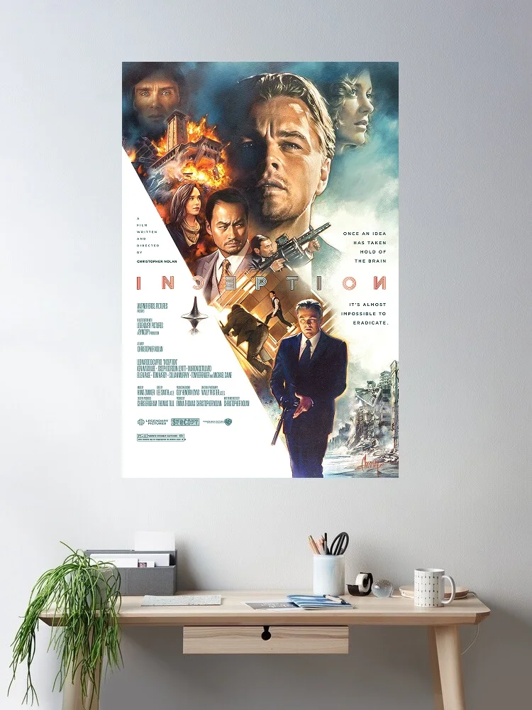 Inception 2010 Movie, Art Print Canvas Poster, Living Room Decor, Home Wall Picture