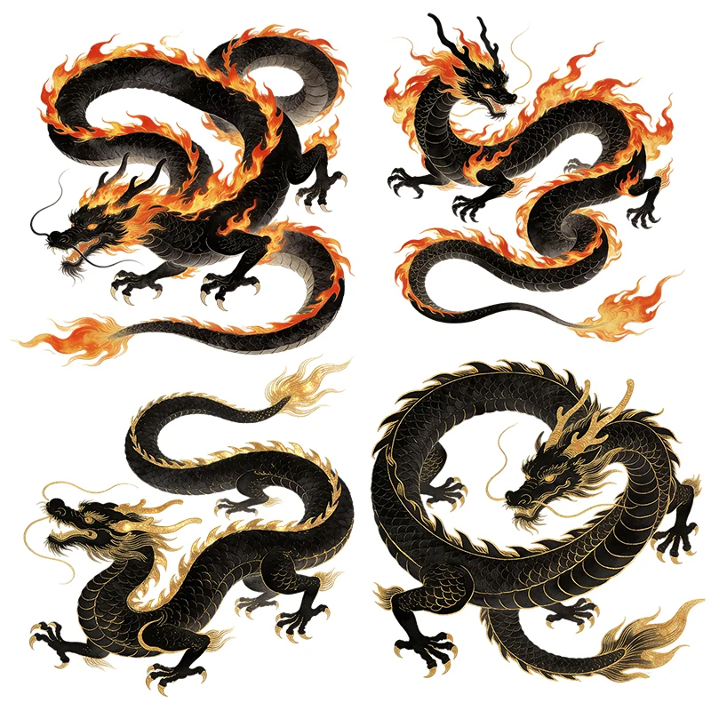 Three Ratels CEE163 Flame Dragon Art Wall Stickers for Home Decoration