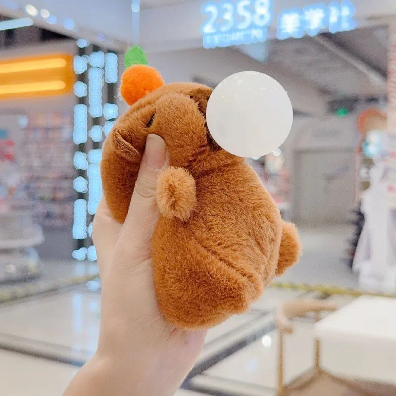 

Cute Capybara Doll Portable 12cm Plush Toy Bubble Blower Student Gift Book Bag Pendant Decorations Keychain Gift