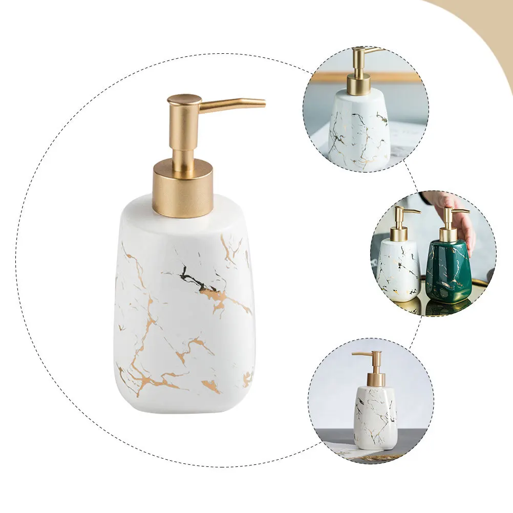 

Ceramic Soap Dispenser Smooth Surface Easy Clean Portable Reusable for Home Travel Use Manual Press Type Liquid Container