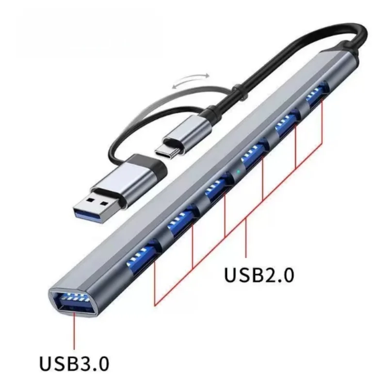 USB 3.0 7-in-1 Multi-Port Hub Dock One-to-Seven Splitter 7 Ports for Computer And Laptop Expansion