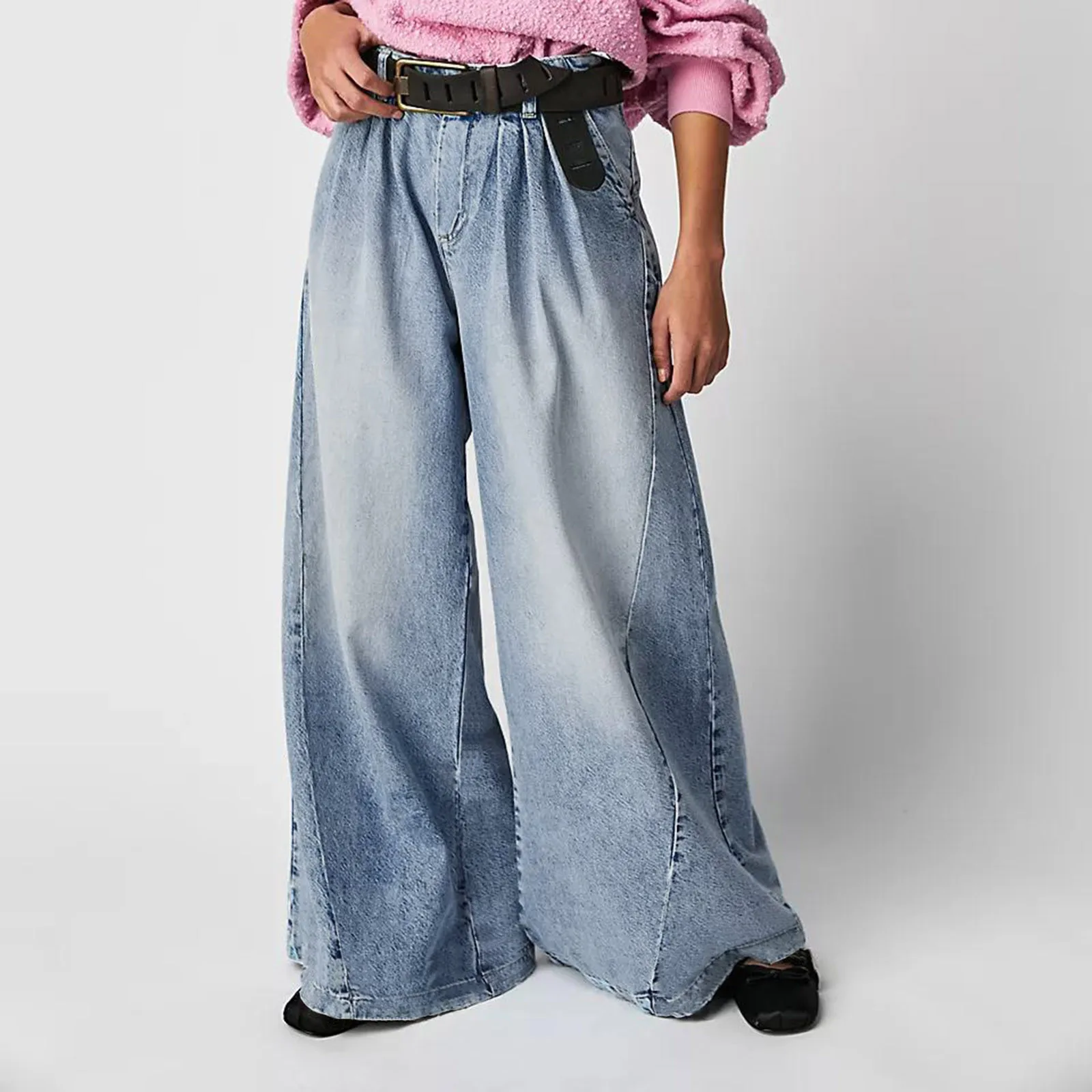 

Vinathe Light Blue Jean For Women High Waist Loose Casual Wide Leg Straight Denim Trousers 2024 Summer Baggy Pantalones De Mujer