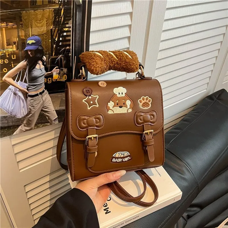 Small Bag Women' Cute Cartoon Puppy Mini Shoulder New Fashion College Style Commuting Versatile Small Backpack Exquisite Leisure