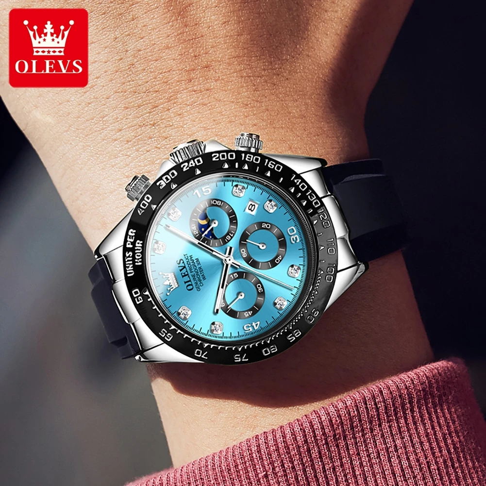 OLEVS 2875 Men Watch Quartz Top Brand Waterproof Luminous Watch for Men Three Small Dial Sport Wristwatch Chronograph Date Reloj